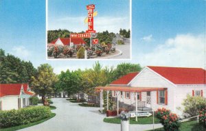 TWIN CEDARS MOTEL Portland, Oregon Roadside US 99 Vintage Postcard ca 1950s