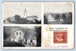 Slovenia Postcard Church with Trustee Sola Shop Fran De Cecco c1910 Posted