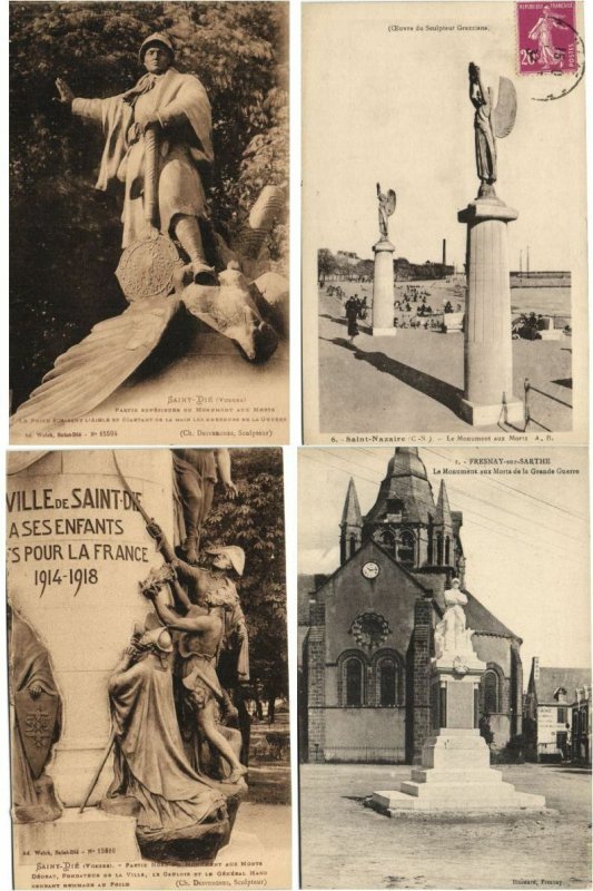 WAR MONUMENTS STATUES MILITARY WWI 250 Vintage Postcards Pre-1940 (L3395)