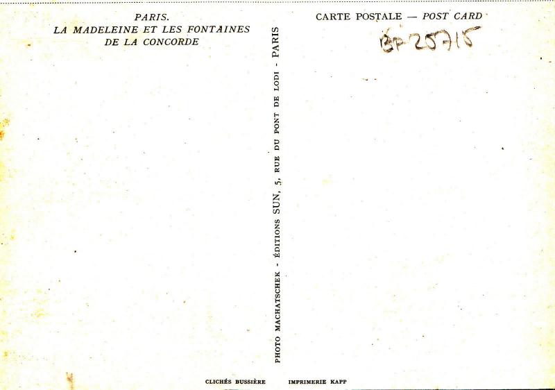 BF25715 la madeleine et les fontaines de la con  paris  france  front/back image