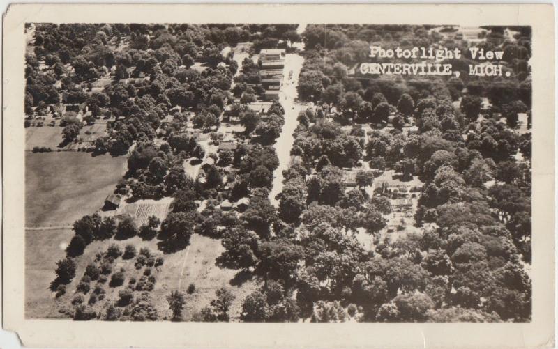 Michigan MI Real Photo RPPC Postcard 1952 CENTERVILLE Birdseye View 