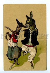 499261 CAKE-WALK Dressed DONKEY Dance PFB #3903 Vintage postcard EMBOSSED