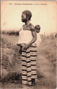 Senegal Dakar Afrique Occidentale Femme Malinkee Vintage Postcard C094