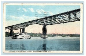 1919 Poughkeepsie Bridge over Hudson River, Poughkeepsie NY Postcard 