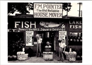 REPRO Birmingham, AL Alabama  ROADSIDE STAND F.M. Pointer Fish/Boys 4X6 Postcard