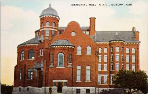 Guelph Ontario Memorial Hall OAC Unused Warwick Postcard G19