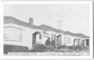 Vintage Postcard MAC RAE'S MOTOR HOTEL Roadside BELLINGHAM Washington Rare 1940s