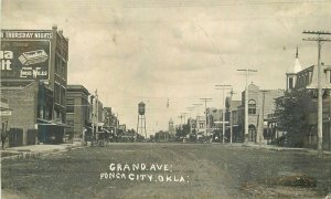 Oklahoma Ponca City Grand Avenue Kay County 1912 RPPC Photo Postcard 22-4526 