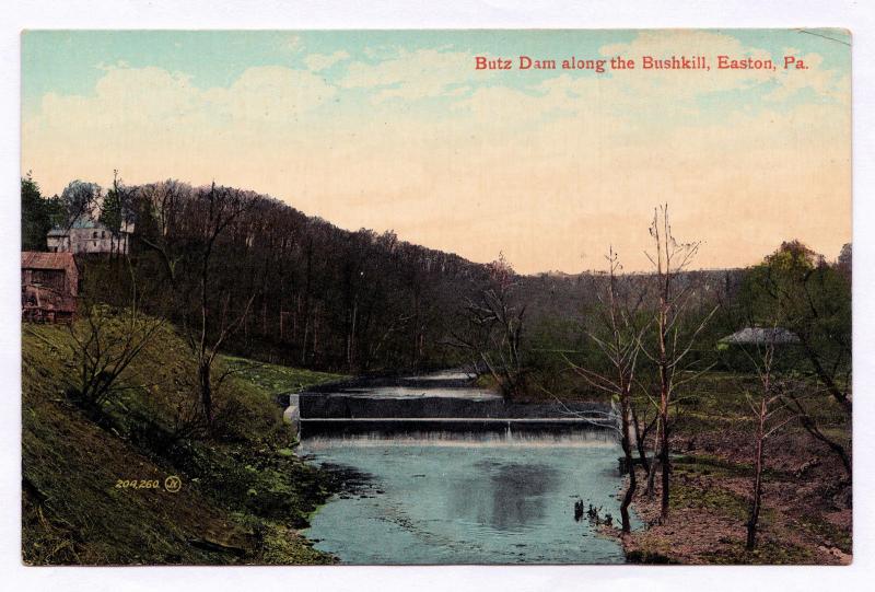 1907-1915 Easton PA Butz Dam Along The Bushkill Antique Divided Back DB Postcard