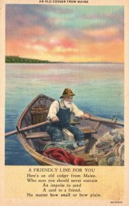 Vintage Postcard1930's A Friendly Line For You An Old Codger From Maine ME