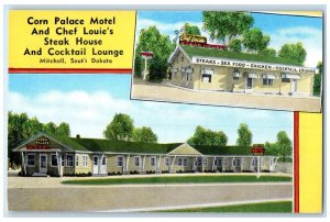 c1930's Corn Palace Motel And Chef's Louie's Steak House Mitchell SD Postcard