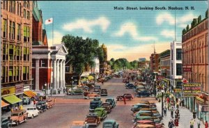 Vintage Postcard Main Street Looking South Nashua, New Hampshire K6