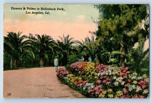 Los Angeles California Postcard Flowers Palms Hollenback Park Garden 1920 Posted