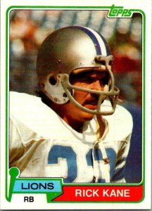 1981 Topps Football Card Rick Kane Detroit Lions sk10312