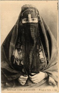 PC CPA EGYPT, TYPES AND SCENES, WOMAN OF CAIRO, VINTAGE POSTCARD (b9131)