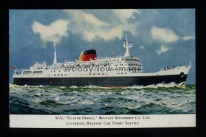 f2110 - Liverpool Belfast Ferry - Ulster Prince - postcard art