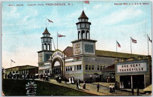 VINTAGE POSTCARD THE BALL ROOM AT VANITY FAIR PROVIDENCE RHODE ISLAND 1907