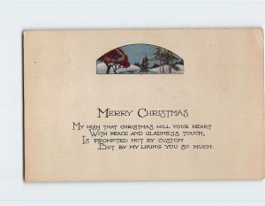 Postcard Christmas Greeting Card with Poem and Art Print