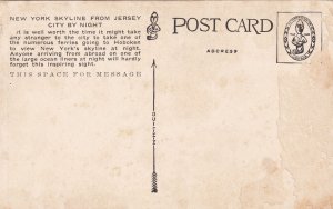 New York Skyline from Jersey City at Night Postcard 