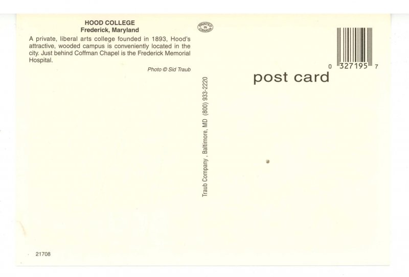 MD - Frederick. Hood College          (continental size)