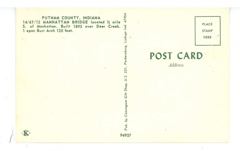 IN - Putnam County. Manhattan Covered Bridge