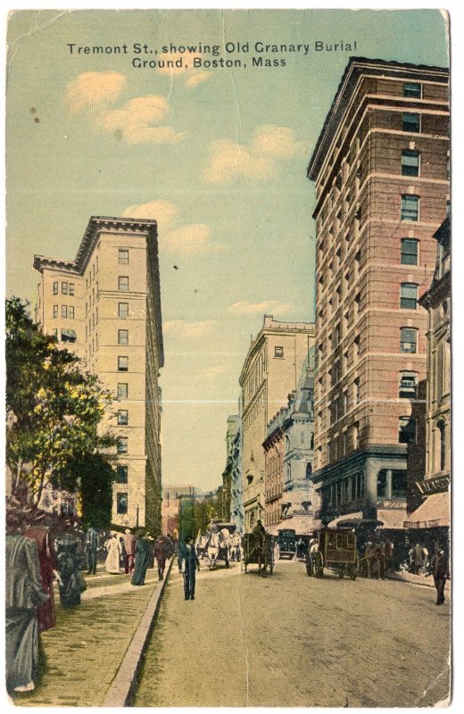 Boston, Mass, Tremont St., showing Old Granary Burial Ground