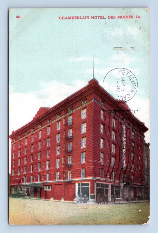 Chamberlain Hotel Des Moines Iowa IA 1910 DB Postcard P12