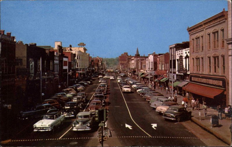 Fayetteville North Carolina NC Hay Street Classic 1950s Cars Vintage Postcard