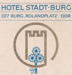 Germany Burg Hotel Stadt-Burg Vintage Luggage Label sk3706
