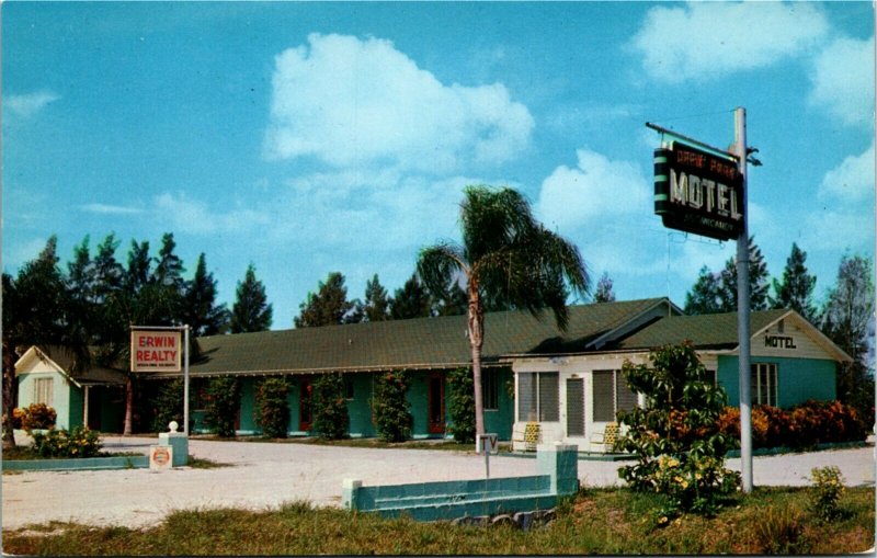 Postcard Florida Tampa Erwin's Drew Park Motel Route 92 Roadside 1960s K9
