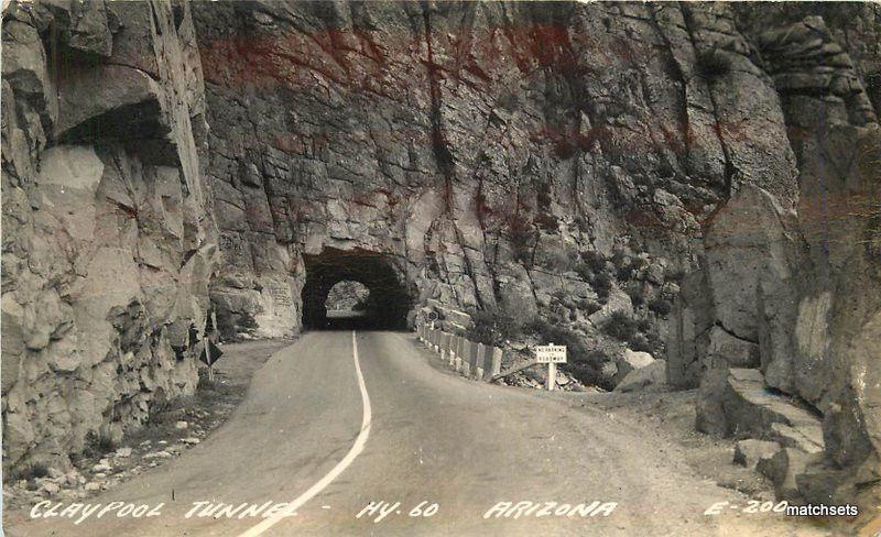 1940s Claypool Tunnel Highway 60 Arizona RPPC Real photo Miami Superior 7992 