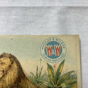 The Lion and The Mouse Wheeler & Wilson Sewing Machines Victorian Trade Card 