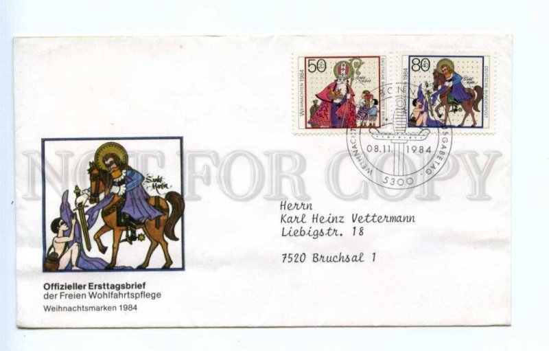 419205 GERMANY 1984 year Christmas painting joint First Day COVER