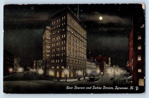 Syracuse New York NY Postcard East Genesee And Salina Street 1911 Antique Moon