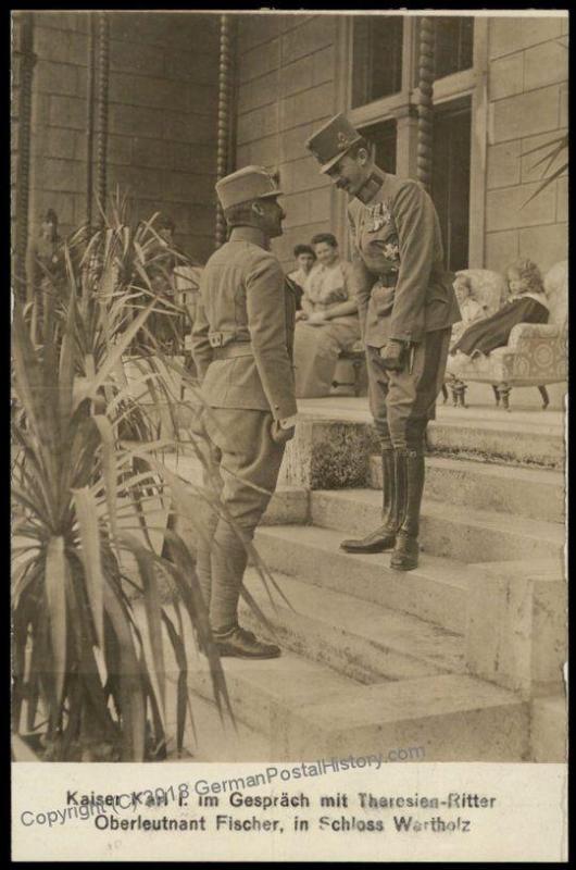 Austria WWI Kaiser Karl Franz Joseph Oberleutnant  Fischer Successor  RPPC 65709