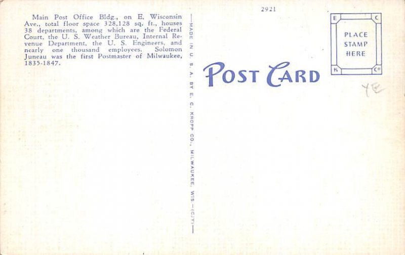 Post Office - Milwaukee, Wisconsin WI