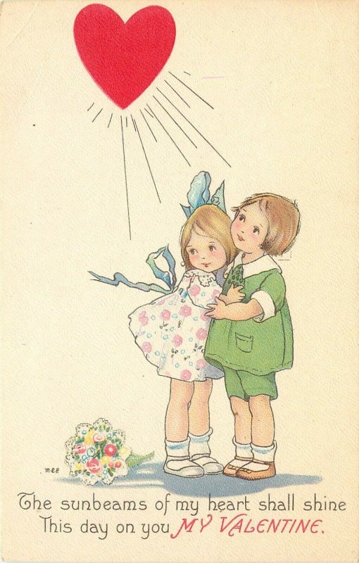 Vintage Valentine Postcard 1405A, Mary Evans Price Children Sunbeams of my Heart