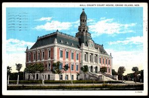 Nebraska GRAND ISLAND Hall County Court House pm1937 - Linen