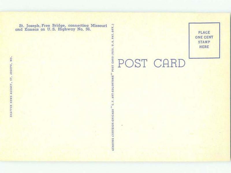 Unused Linen BRIDGE SCENE St. Joseph Missouri MO HQ9893