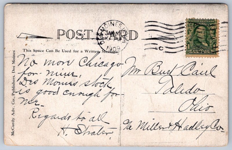 K36/ Des Moines Iowa Postcard c1910 Drunk Blurry Whazzer Mazzer 342
