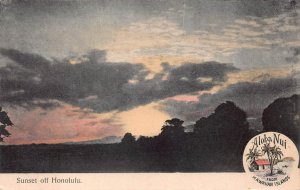 SUNSET OFF HONOLULU HAWAII POSTCARD (c. 1910)