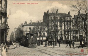 CPA AK St-ETIENNE Place Badouillere TRAM VAPEUR (977521)