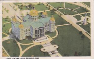 Iowa Des Moines Aerial View State Capitol 1930