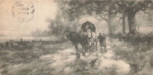 1912 Altoona PA Postcard F. Coudert Covered Wagon Horses Rural Road Art