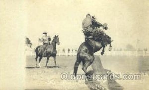 Rodeo Scene Western Cowboy, Cowgirl Unused light corner wear, yellowing on ba...