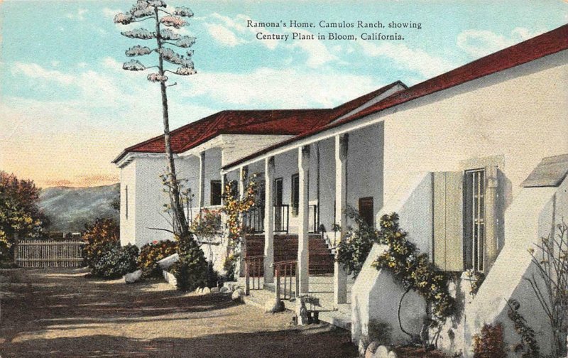 California CA   RAMONA'S HOME  Camulos Ranch~Blooming Century Plant   Postcard