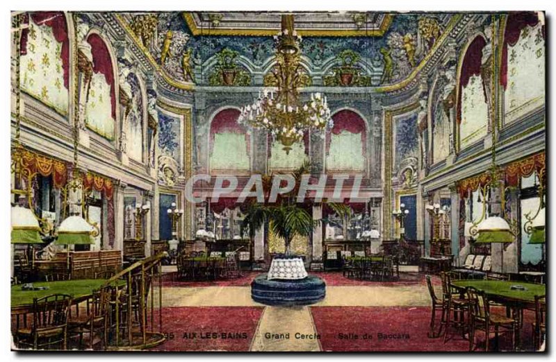 Aix les Bains Old Postcard Great Circle Room Baccarat