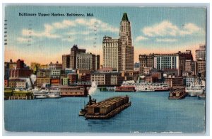 Baltimore Maryland MD Postcard Baltimore Upper Harbor Steamer Ship Building 1945