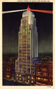 Indiana Fort Wayne Lincoln Tower By Night Curteich