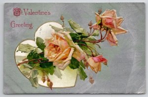 Valentines Greetings Roses & Heart To Davidson Family Long Pine NE Postcard A35